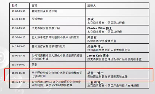 2020年杰克森实验室肿瘤免疫与基因治疗论坛会议议程